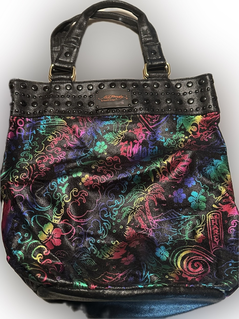 Vintage Y2K Ed Hardy By Christian Audigier Tote Bag in Black